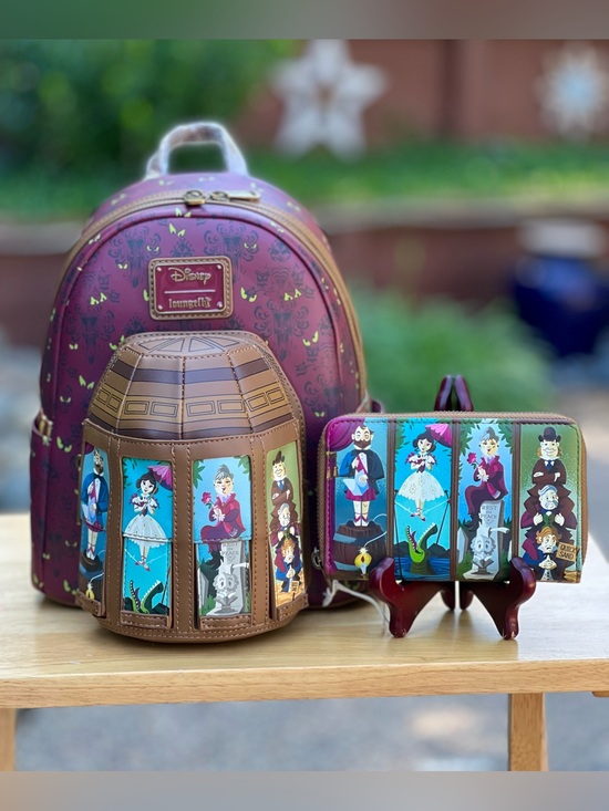 Loungefly Handbags - Loungefly Haunted Mansion Stretching Room Portraits Backpack and Wallet Set NWT